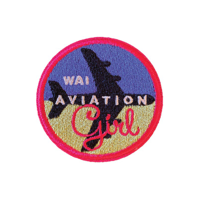 2" Round Iron-On "WAI Aviation Girl" Fun Patch